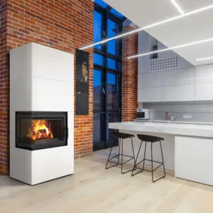 Modulær Peis Simple Box 8 kW Ø 200 Hvit Venstre