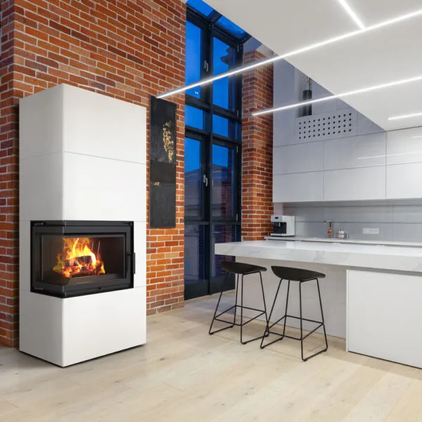 Modulær Peis Simple Box 8 kW Ø 200 Hvit Venstre