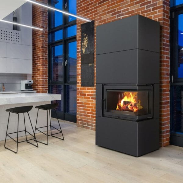 Modulær Peis Simple Box 8 kW Ø 200 Svart Høyre